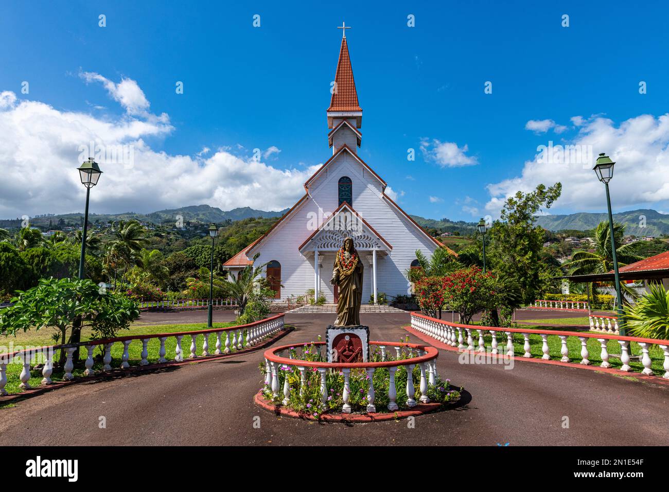 Papeete Katholische Kathedrale, Tahiti, Gesellschaftsinseln, Französisch-Polynesien, Südpazifik, Pazifik Stockfoto