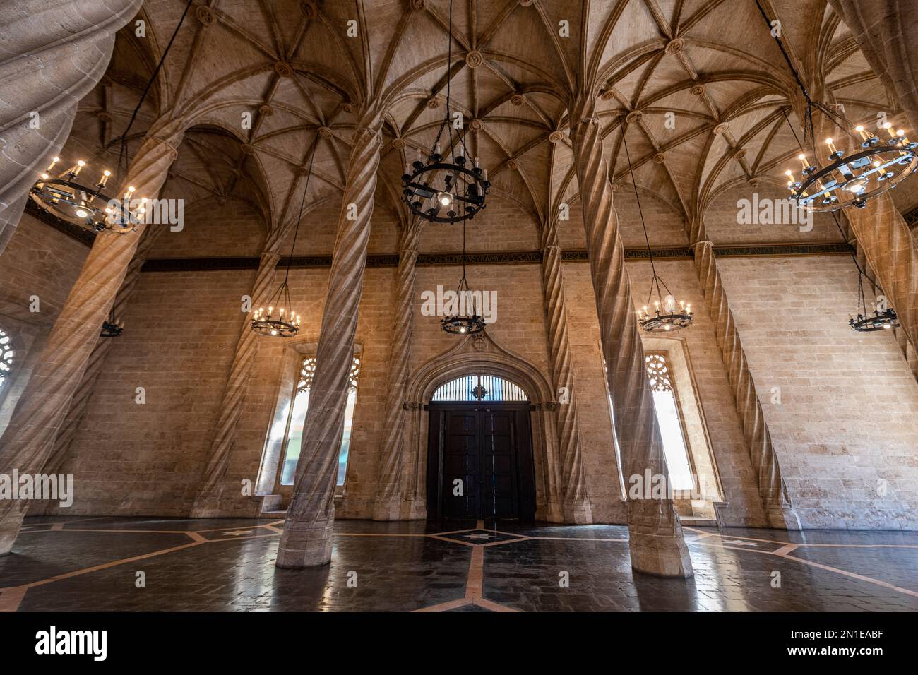 Innenraum, Schloss Lonja de la Seda, UNESCO-Weltkulturerbe, Valencia, Spanien, Europa Stockfoto