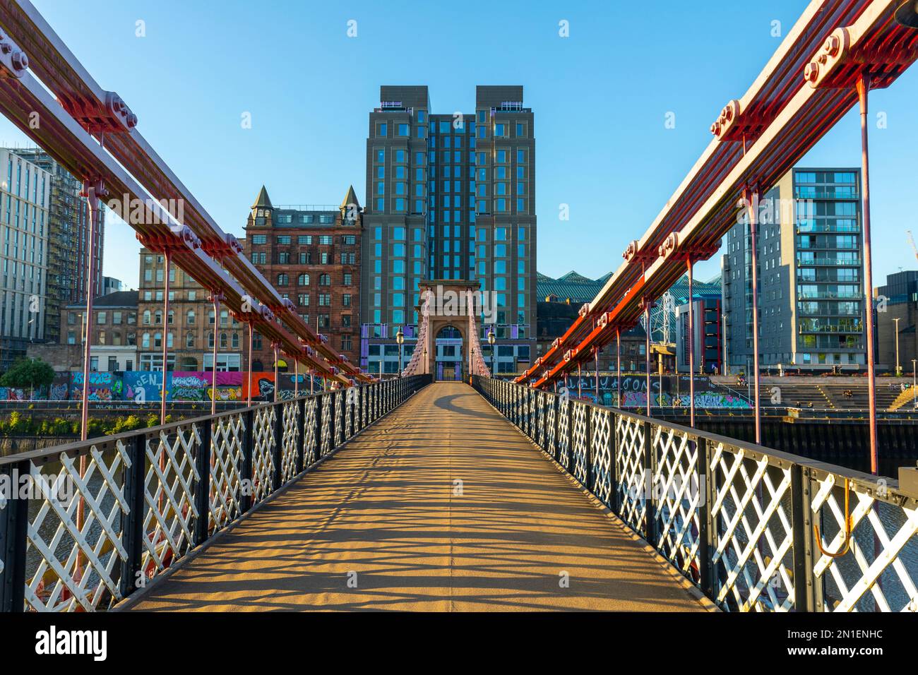 South Portland Street Suspension Bridge, River Clyde, Glasgow, Schottland, United Kindom, Europa Stockfoto