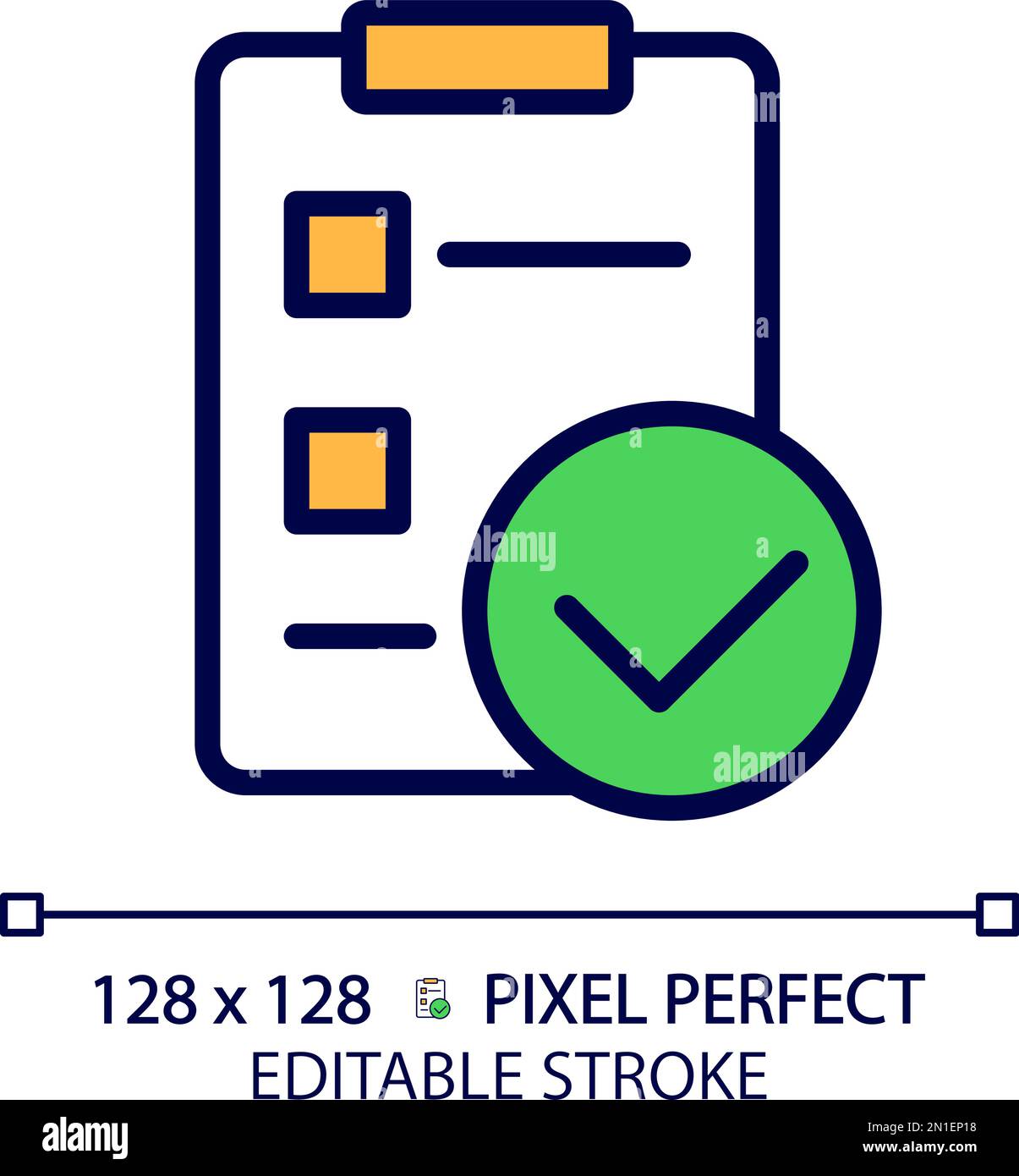 Checkliste mit Häkchen Symbol für Pixel Perfect RGB-Farbe Stock Vektor