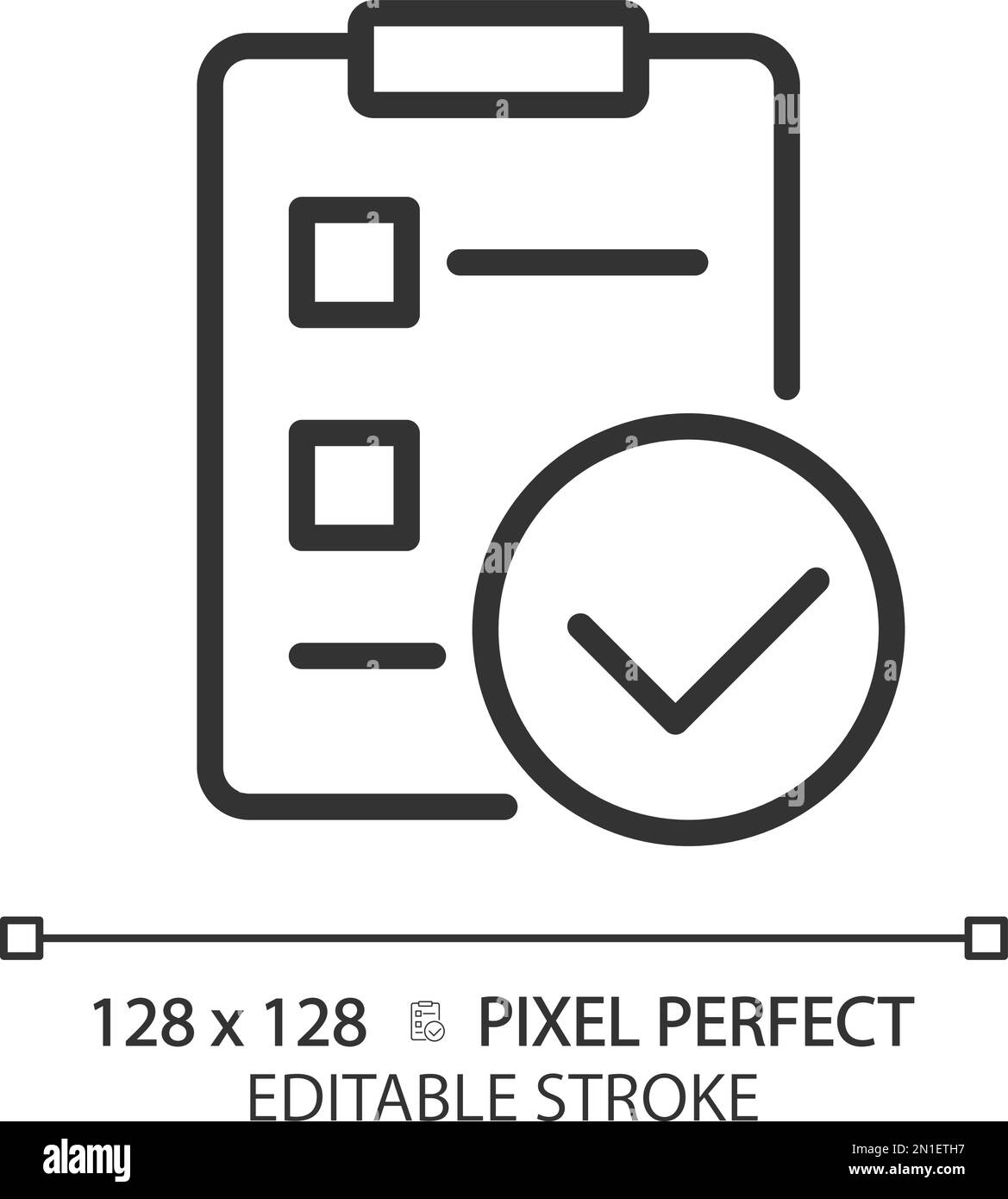 Checkliste mit Häkchen Symbol Pixel Perfect linear Stock Vektor