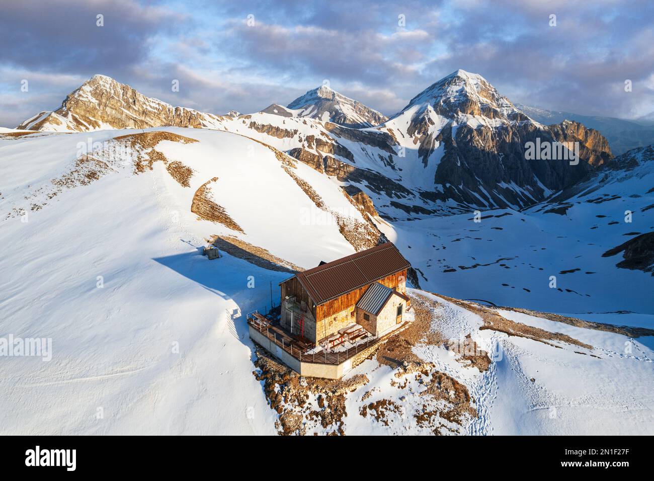 Berghütte Duca degli Abruzzi, Campo Imperatore, Gran Sasso Nationalpark, Apennines, L'Aquila, Region Abruzzen, Italien, Europa Stockfoto