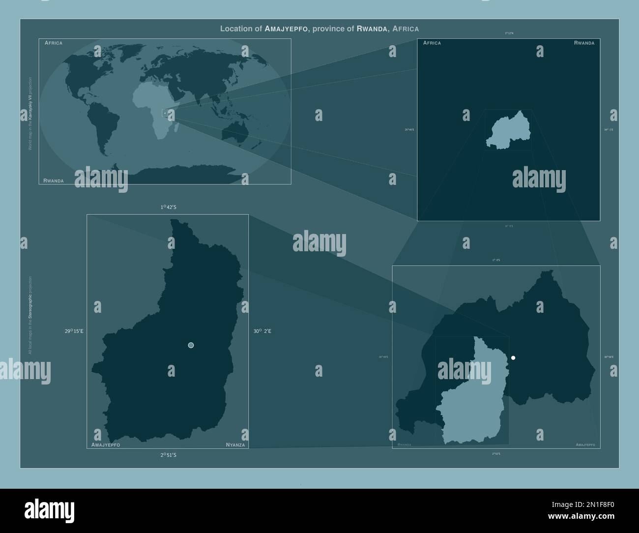 Amajyepfo, Provinz Ruanda. Diagramm, das die Position der Region auf