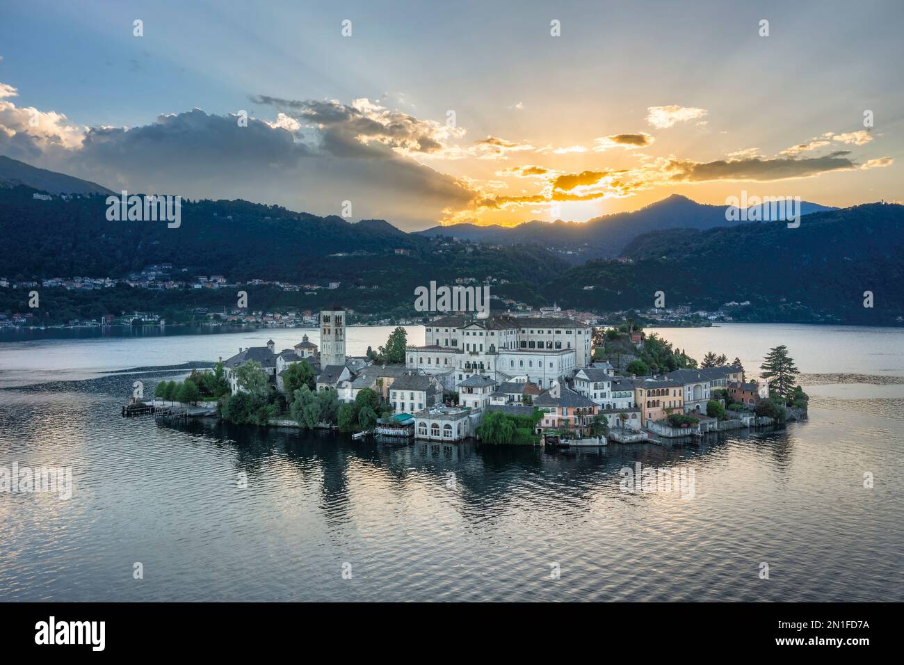 Orta-See, San Giulio-Insel, Lago d'Orta, Piemont, italienische Seen, Italien, Europa Stockfoto