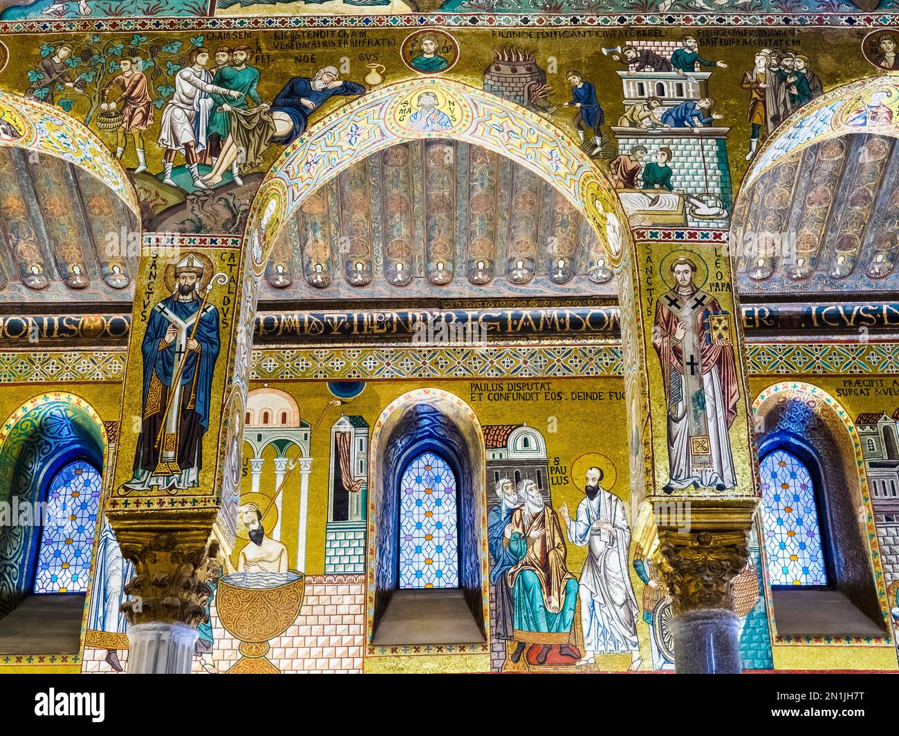 Byzantinische Mosaike in der Palatinkapelle des normannischen Palastes in Palermo - Sizilien, Italien Stockfoto