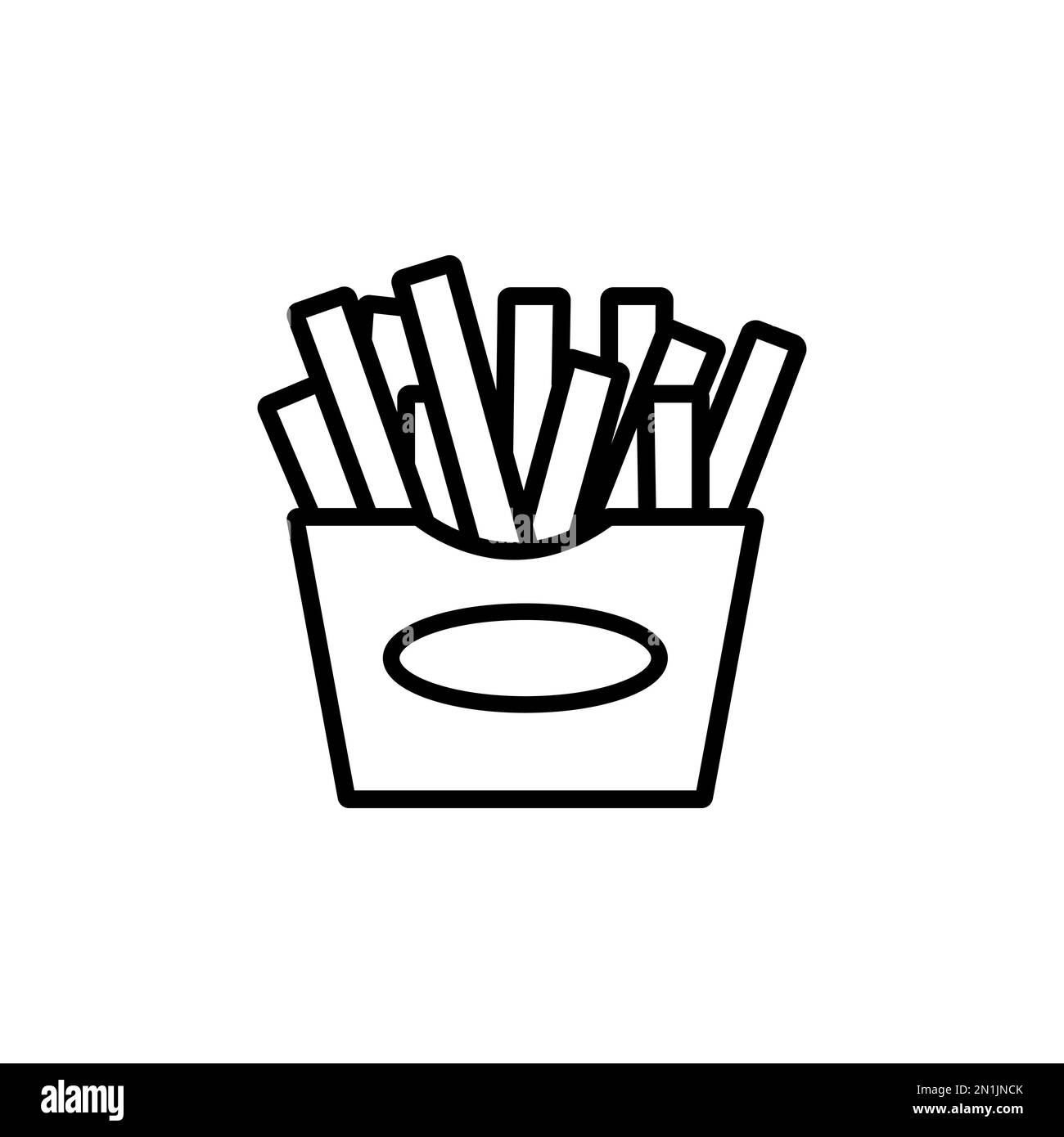 Umriss der Pommes frites, isoliert auf weißem Hintergrund. Ausmalseite. Vektordarstellung Stock Vektor