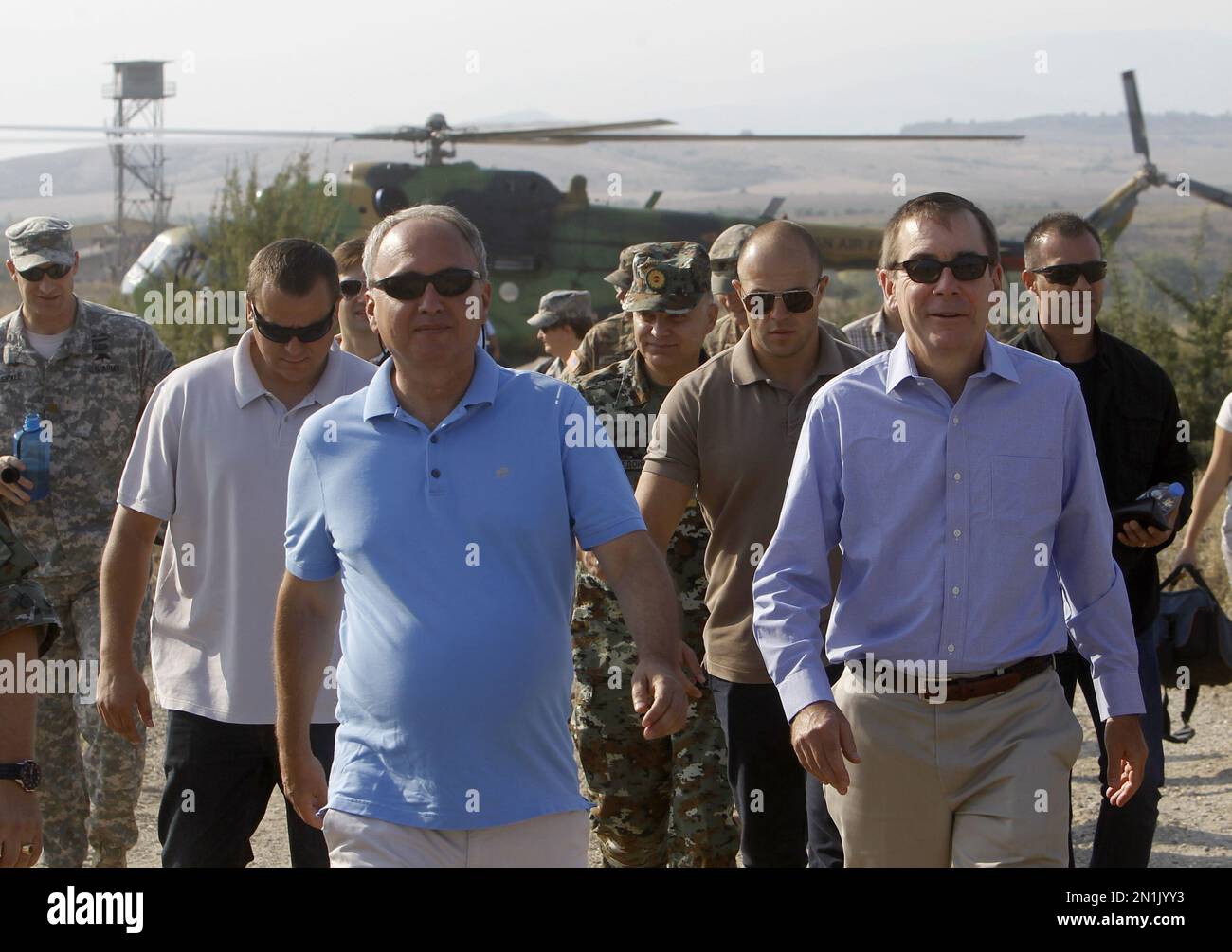 Macedonian Defense Minister Zoran Jolevski, left and U.S. Ambassador to
