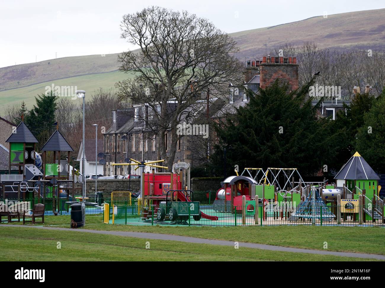Ein allgemeiner Blick auf Gala Park, Galashiels, an der schottischen Grenze, wo die Polizei nach der vermissten 11-jährigen Kaitlyn Easson sucht, die zuletzt um 5,30pm Uhr am Sonntagabend im Park gesehen wurde. Foto: Montag, 6. Februar 2023. Stockfoto