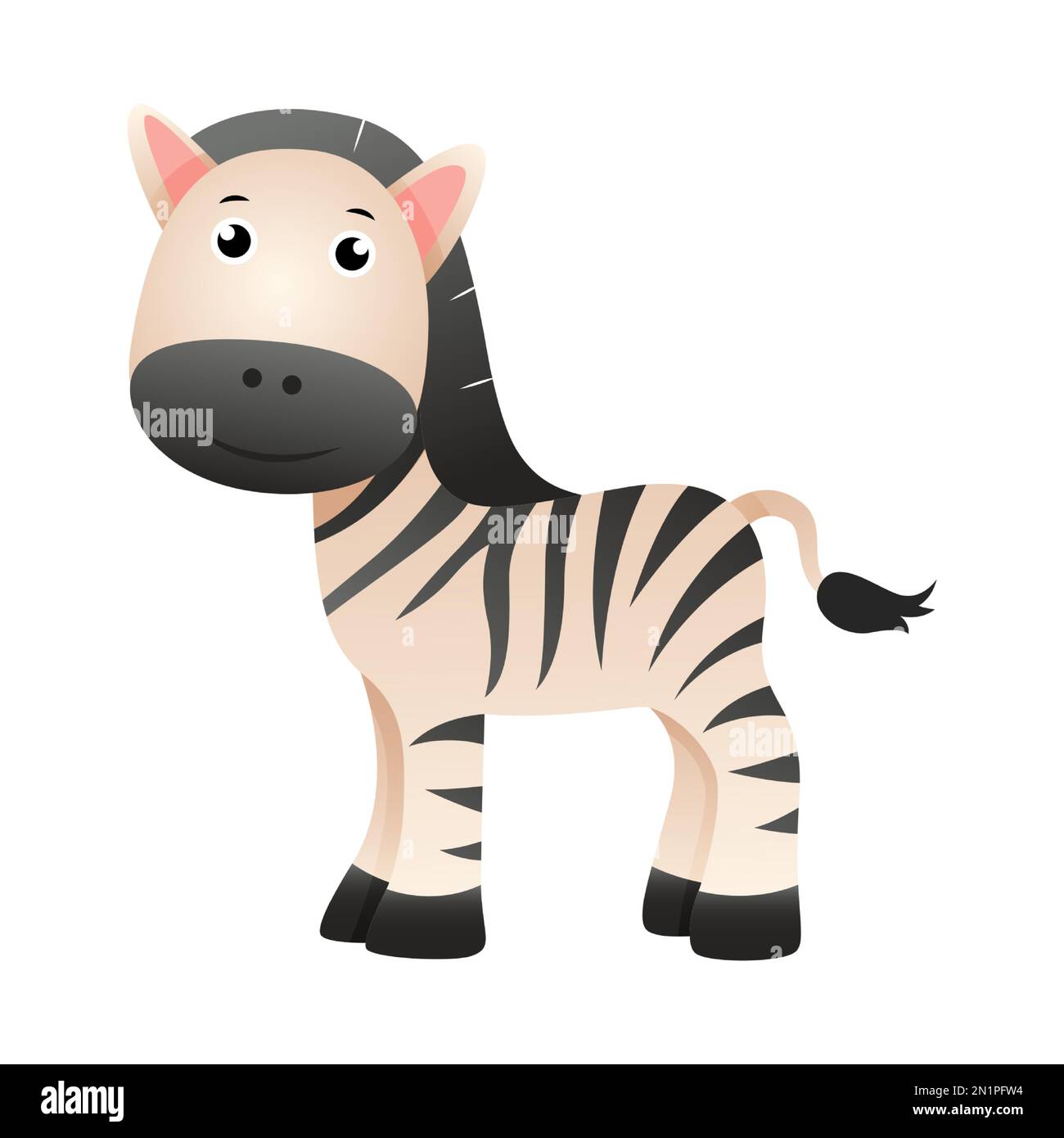 Zebra . Süßer isolierter Cartoon-Vektor. Stock Vektor