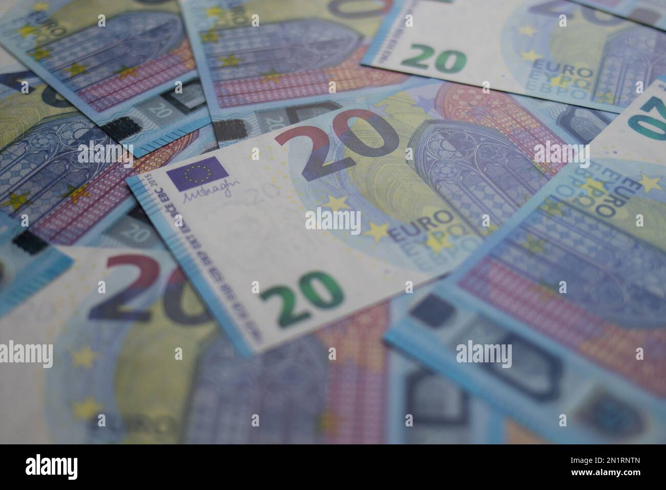 Nahaufnahme von 20-Euro-Banknoten Stockfoto