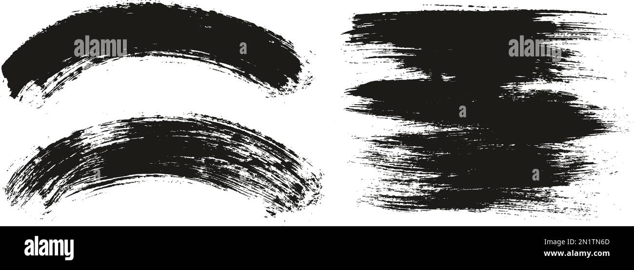 Runder Pinsel normaler langer & gebogener Hintergrund Mix Künstlerpinsel hohe Details Abstrakter Vektor Hintergrund MEGA Mix Set Stock Vektor