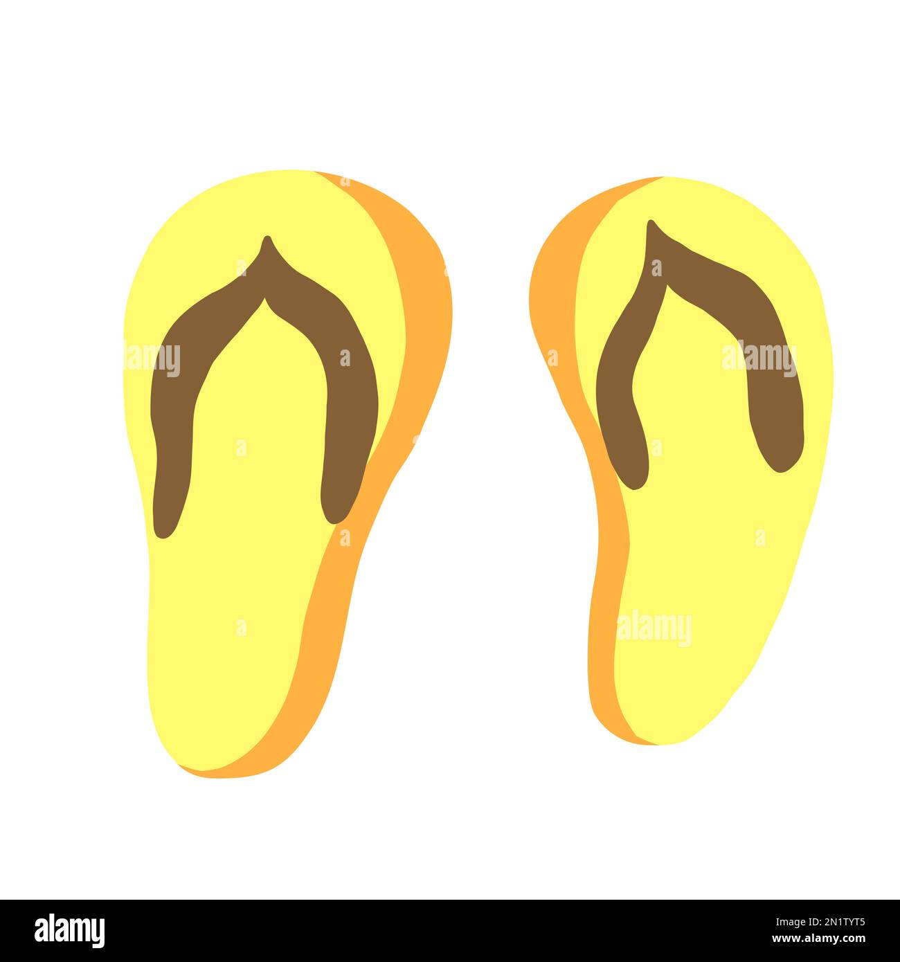 Gelbe Flip-Flops. Strandschuhe. Vektordarstellung im flachen Cartoon-Stil, isoliert auf weißem Hintergrund. Stock Vektor