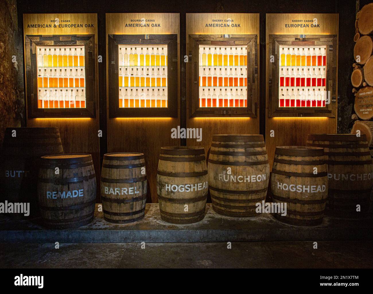 Mischraum in der Glengoyne Distillery, Killearn, Glasgow, Schottland Stockfoto