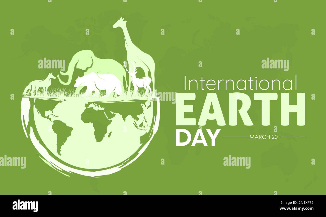 Naturschutz Naturbewusstsein Bannerdesign des Internationalen Erdtages am 20. März Stock Vektor