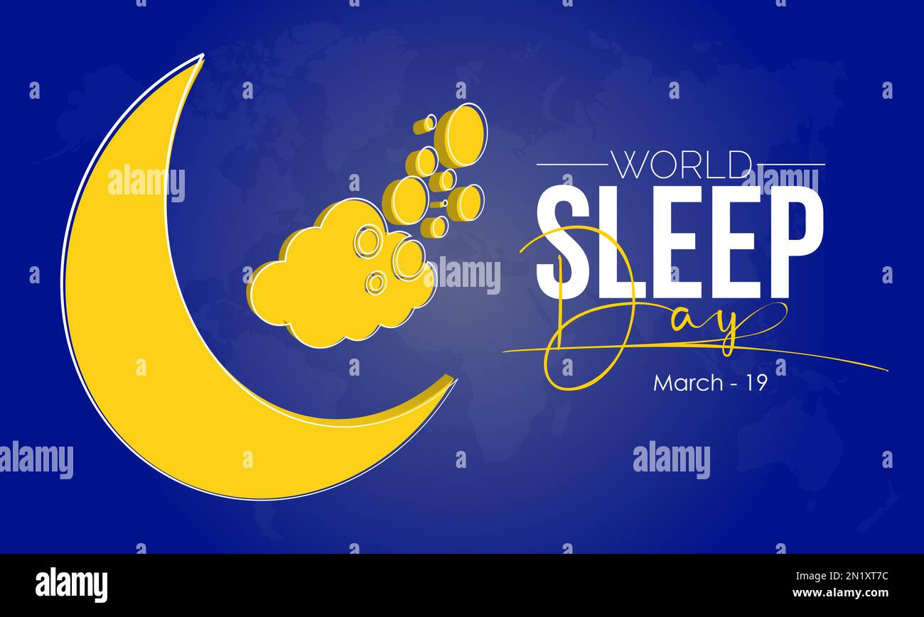 Bannerdesign des Global Planet Earth Awareness Concept des World Sleep Day, beobachtet am 19. März Stock Vektor