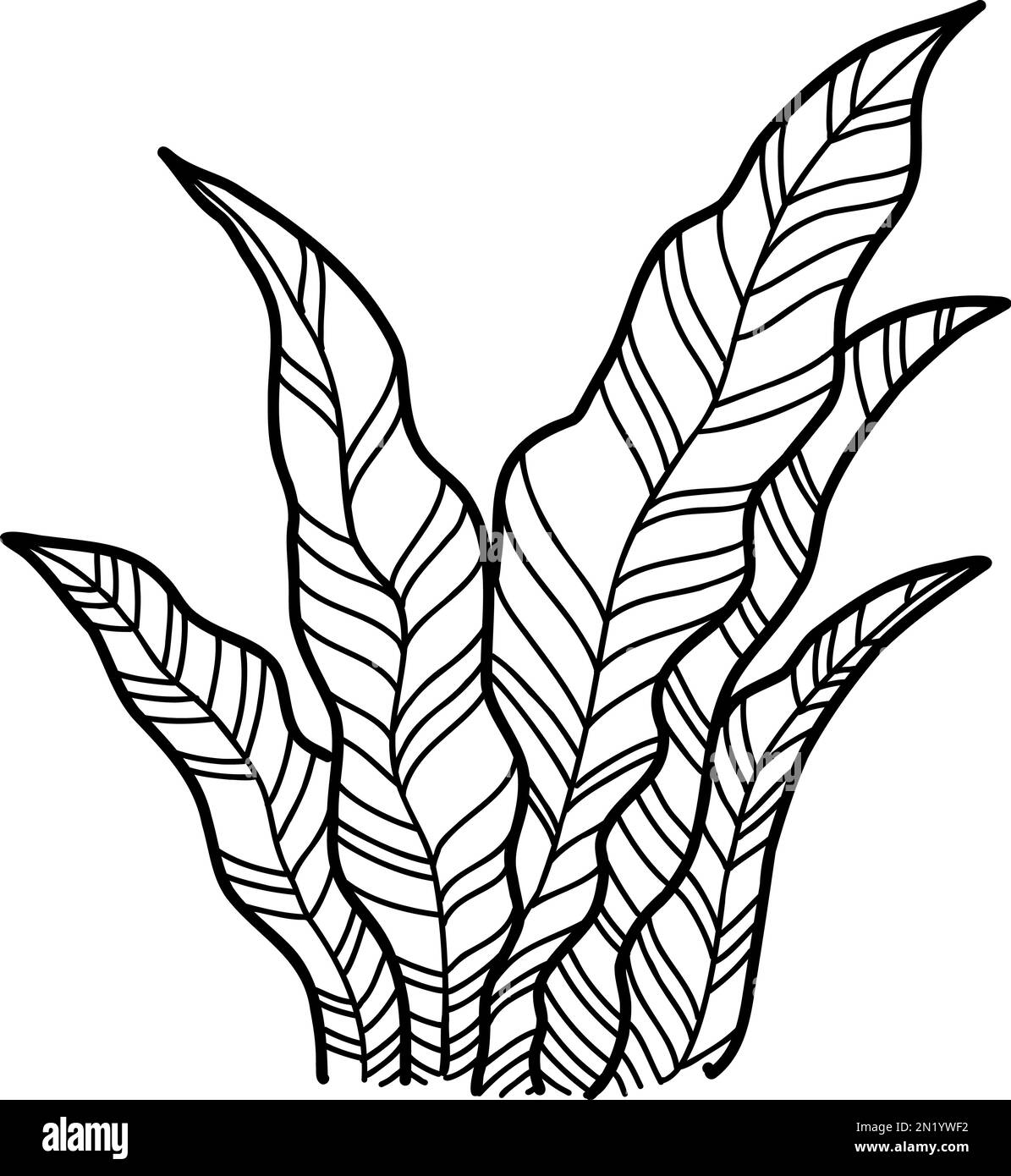 Pflanzen Sie die Symbolkontur des Waldes, handgezeichnete Vektoren. Gartenzeichnung Stock Vektor