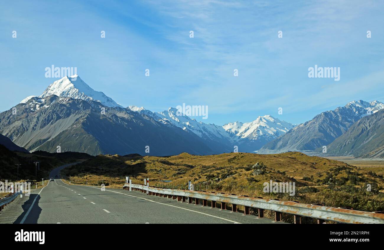 Straße nach Mt Cook - Neuseeland Stockfoto