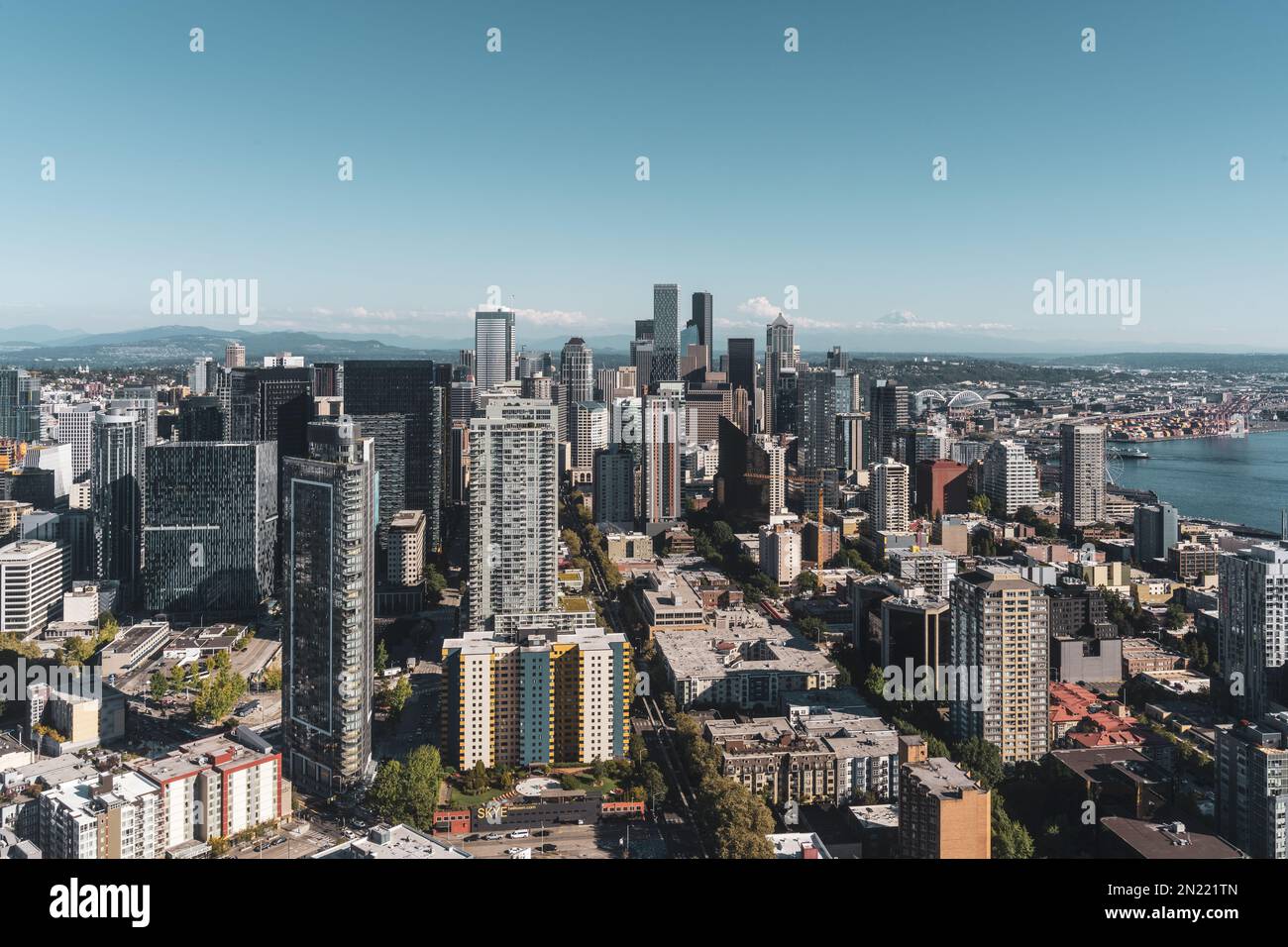 Skyline von Seattle von Space Needle Stockfoto