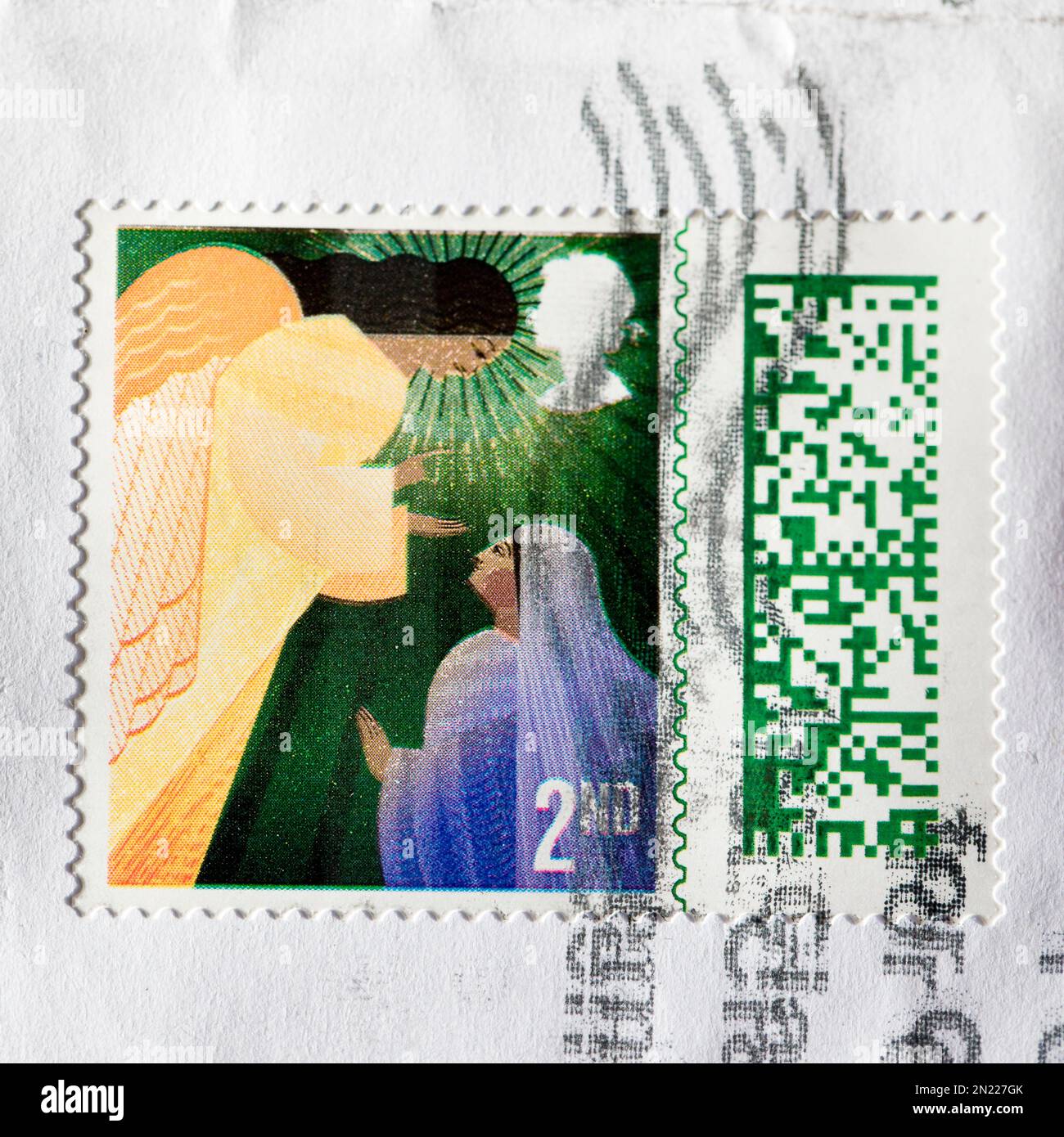 Zweite Klasse frankierte britische Briefmarke Weihnachten 2022 Stockfoto