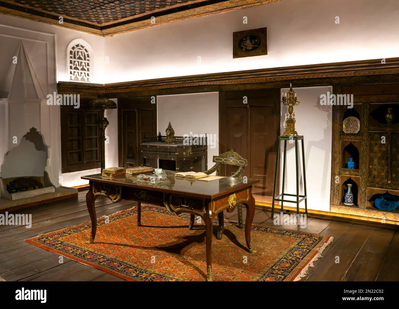 Geschmückte osmanische Kabinettshalle, Ankara Ethnography Museum Türkei Stockfoto