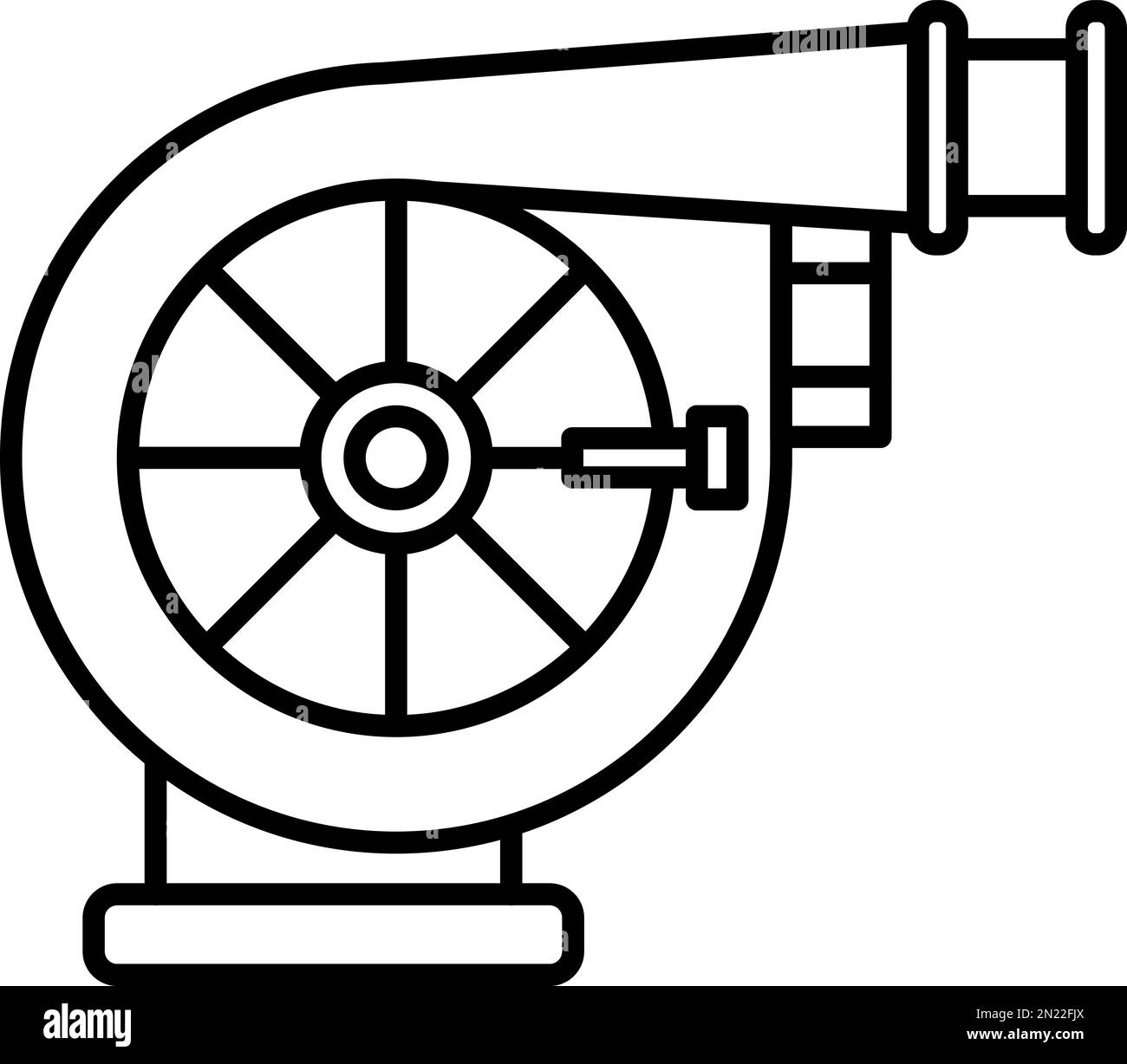Turbo-Engine, Linienvektorsymbol auf transparentem Hintergrund. Turbomotor-Umriss-Symbol, Linienvektor-Symbol Stock Vektor