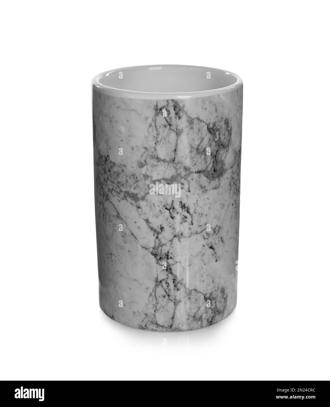 Leere, stilvolle Keramikvase isoliert auf Weiß Stockfoto