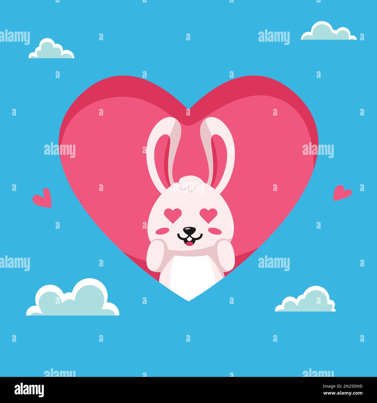 Flache Illustration von "Bunny verliebt sich". Valentinstag-Vektorabbildung. Stock Vektor