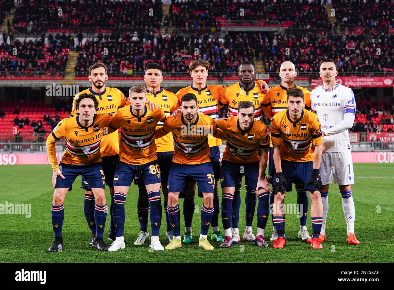 Monza, Italien - 06./02. Februar 2023, das Team (UC Sampdoria) während des Fußballspiels der italienischen Meisterschaft Serie A zwischen AC Monza und UC Sampdoria am 6. Februar 2023 im U-Power Stadium in Monza, Italien - Photo Morgese-Rossini / DPPI Stockfoto