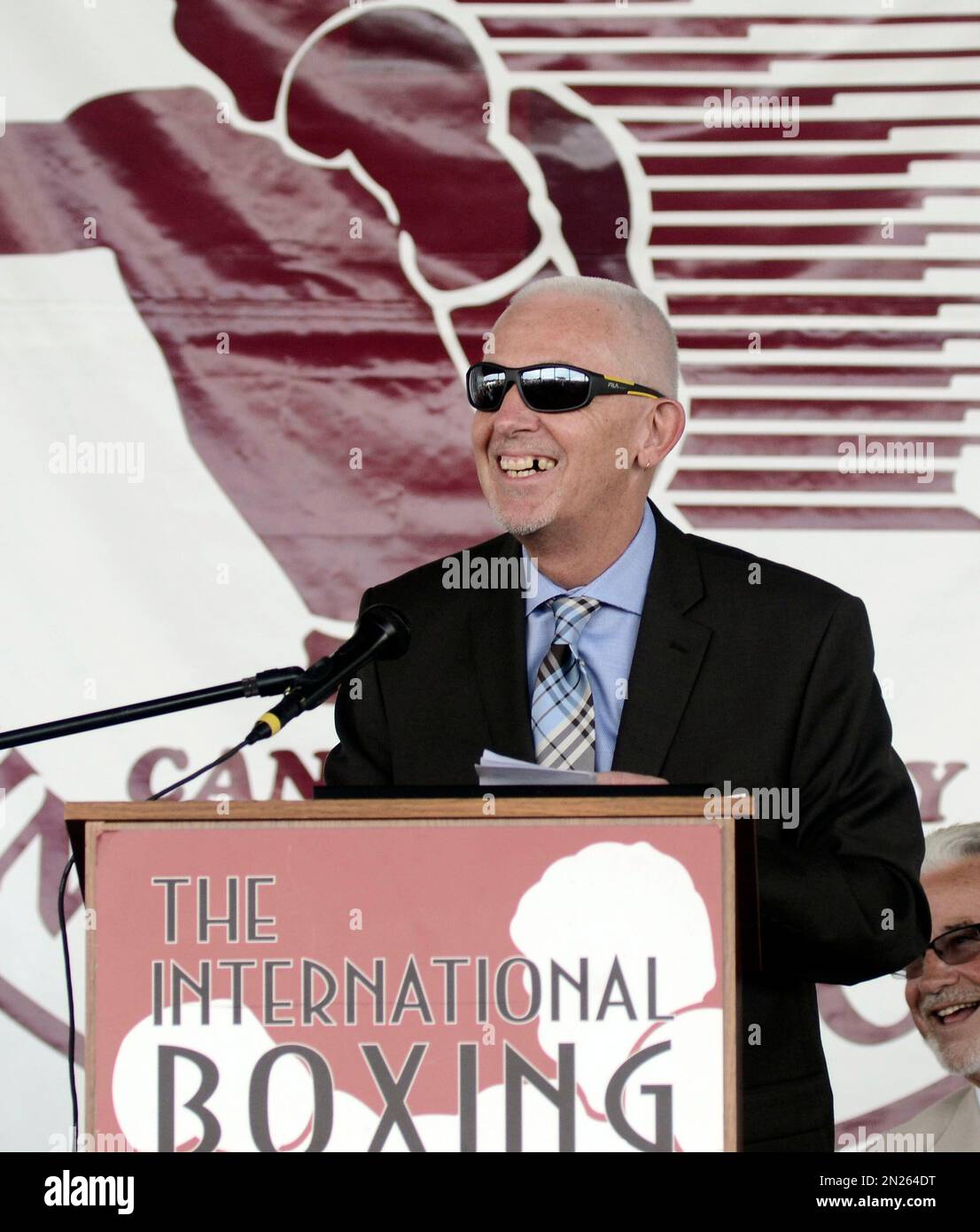 International Boxing Hall of Fame inductee, Nigel Collins, smiles while