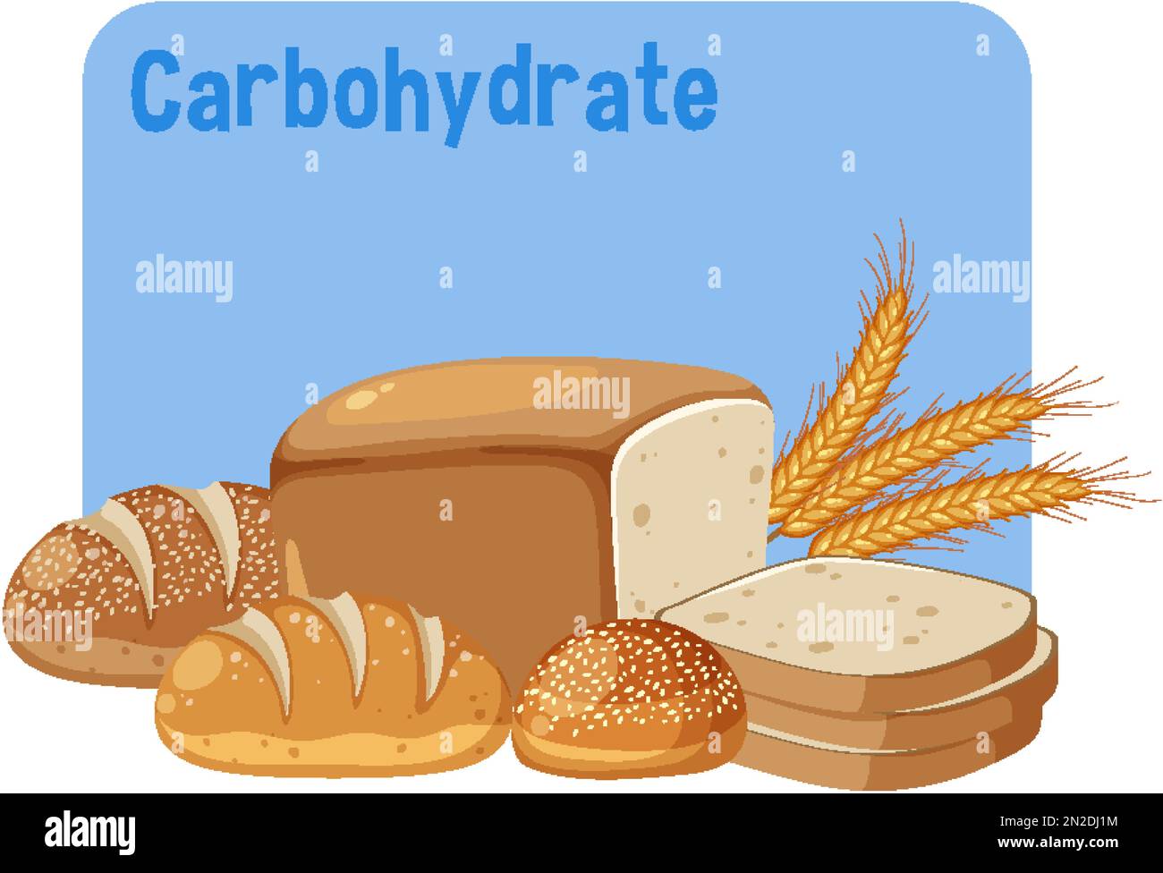 Kohlenhydrate Text mit Brotstift Illustration Stock Vektor