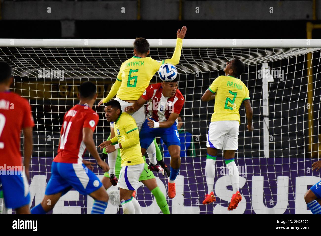 Bogota, Kolumbien, 6. februar 2023. Patrick und Arthur aus Brasilien beim CONMEBOL U-20 Turnier zwischen Brasilien (2) und Paraguay (0) in Bogota, Kolumbien, am 6. februar 2023. Foto von: Cristian Bayona/Long Visual Press Stockfoto