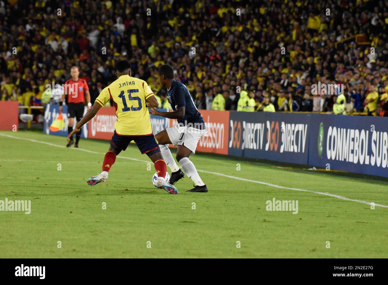 Bogota, Kolumbien, 6. februar 2023. Juan Jose Mina aus Kolumbien beim CONMEBOL U-20 Turnier zwischen Brasilien (2) und Paraguay (0) in Bogota, Kolumbien, 6. februar 2023. Foto von: Cristian Bayona/Long Visual Press Stockfoto