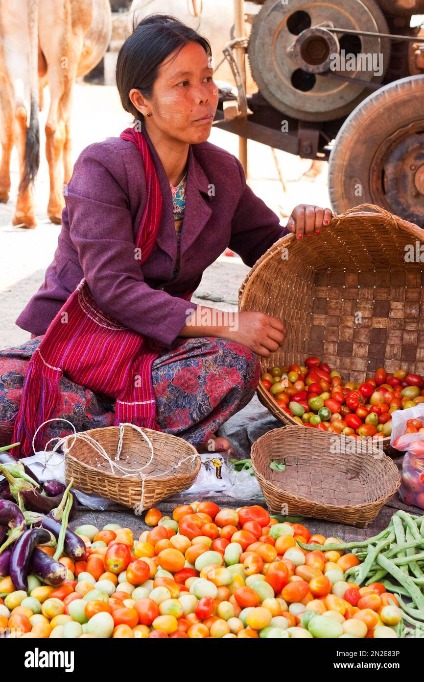 Bauernmarkt in Pwe HLA, Myanmar, Pwe HLA, Myanmar Stockfoto