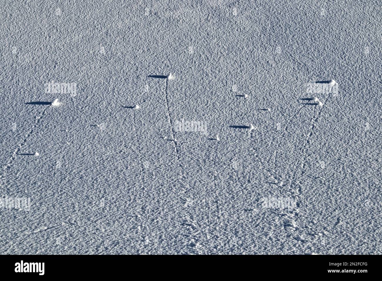 Weiche Schneeflächen im Winter am Hang Stockfoto