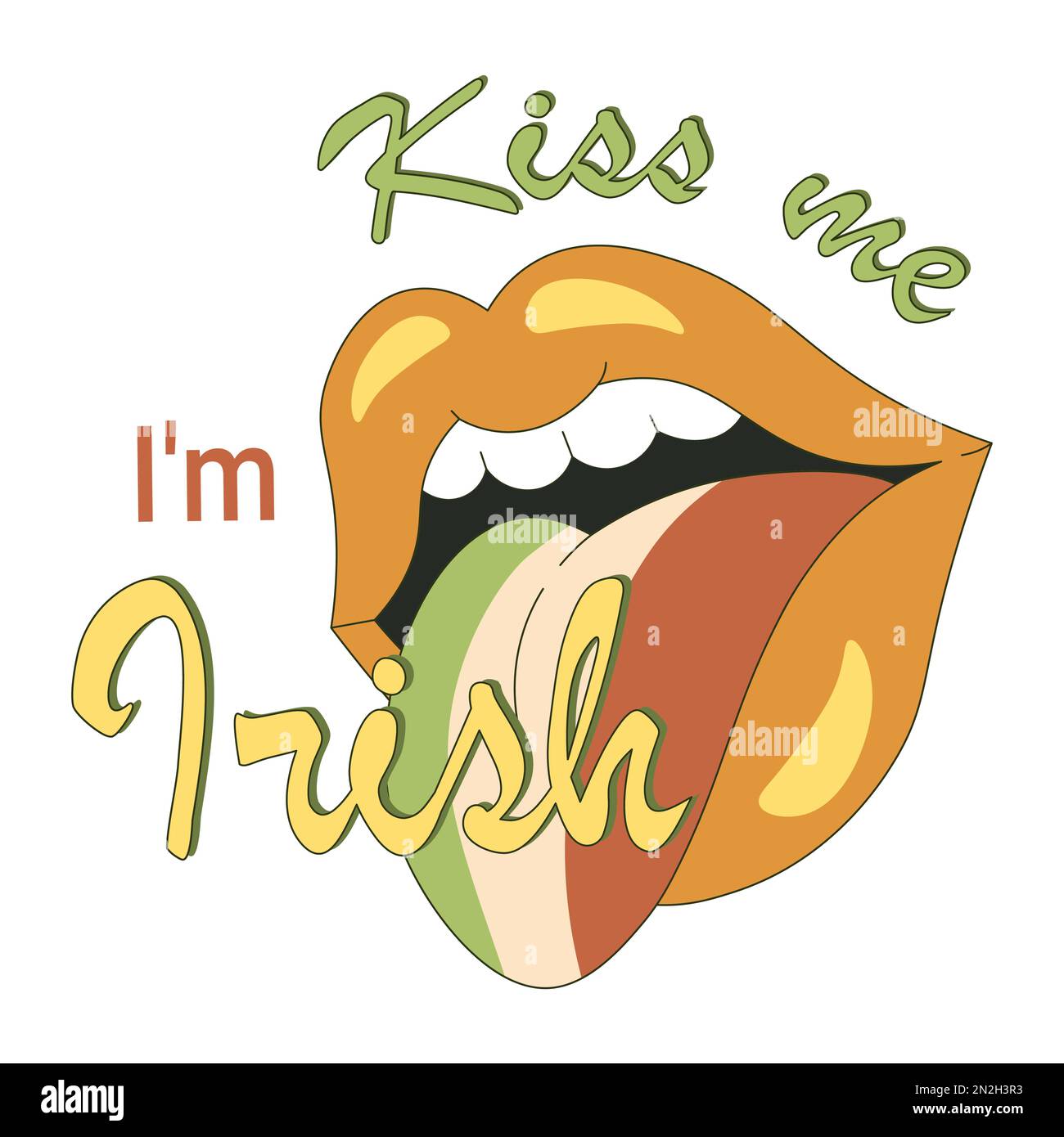 Küss mich, ich bin ein irisches St. patricks-Tagesbanner mit Lippen Stock Vektor