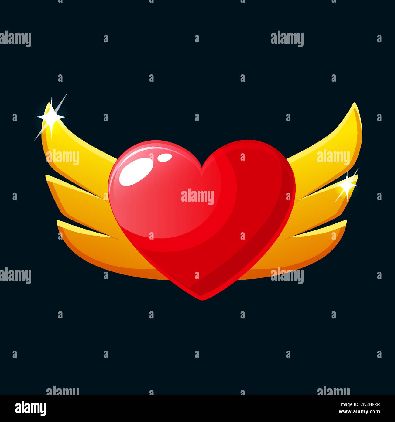Herz-Symbol mit Flügeln, Spiel-App-Symbol Stock Vektor