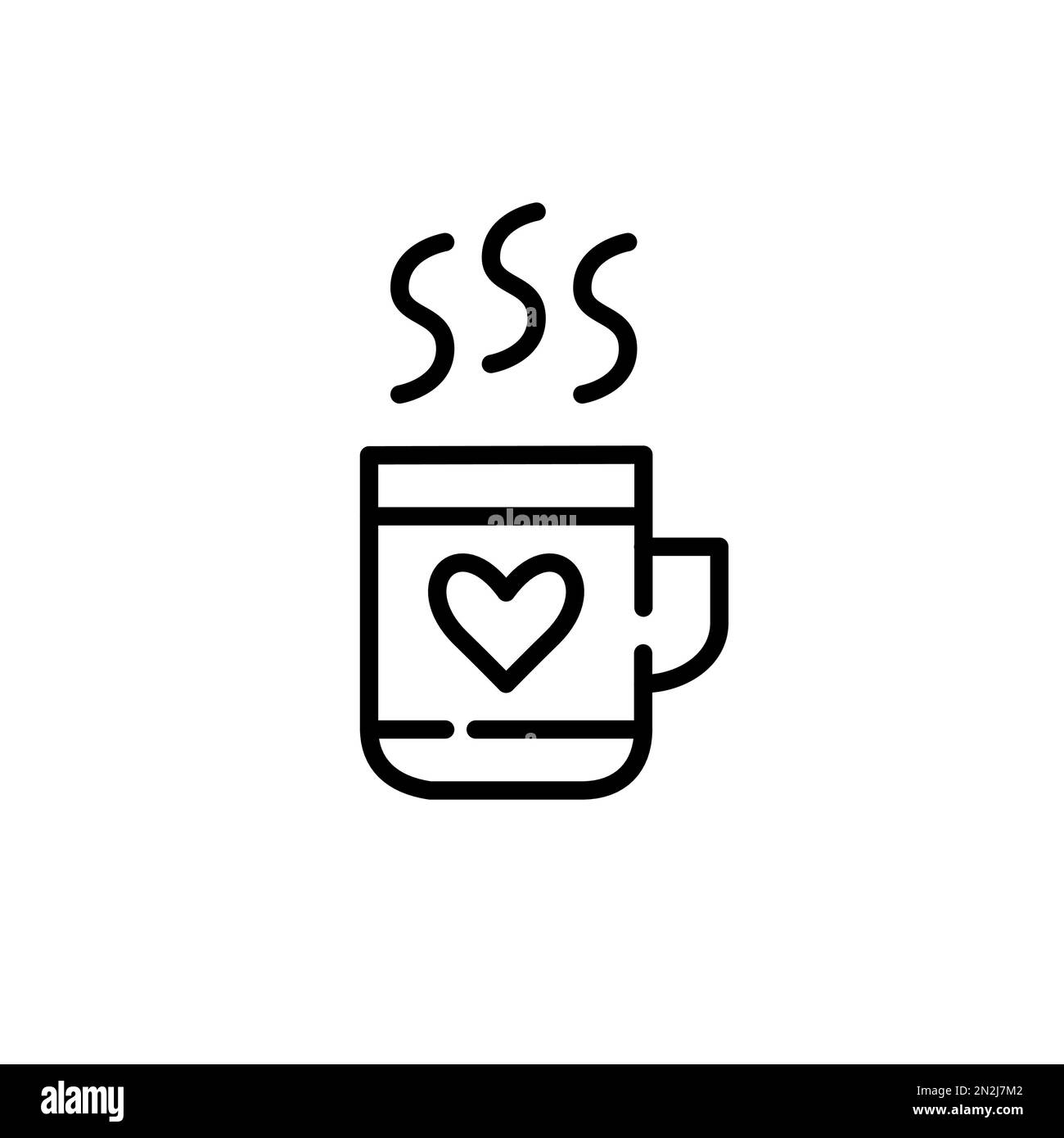 Kaffeetasse mit Dampf. Pixelgenaue, bearbeitbare Kontur Stock Vektor