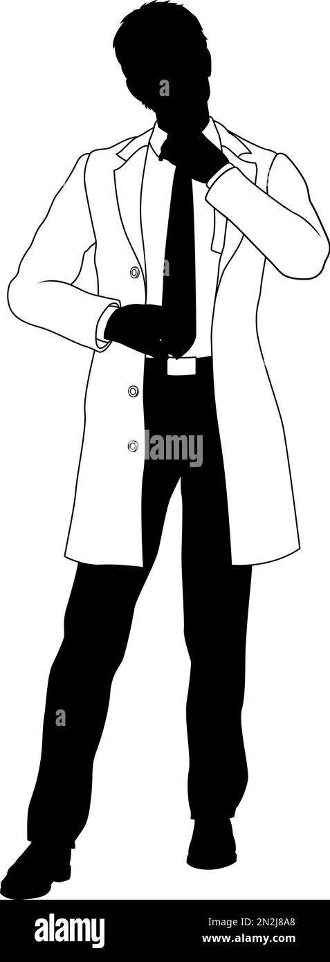 Wissenschaftler Ingenieur Professor Man Silhouette Person Stock Vektor