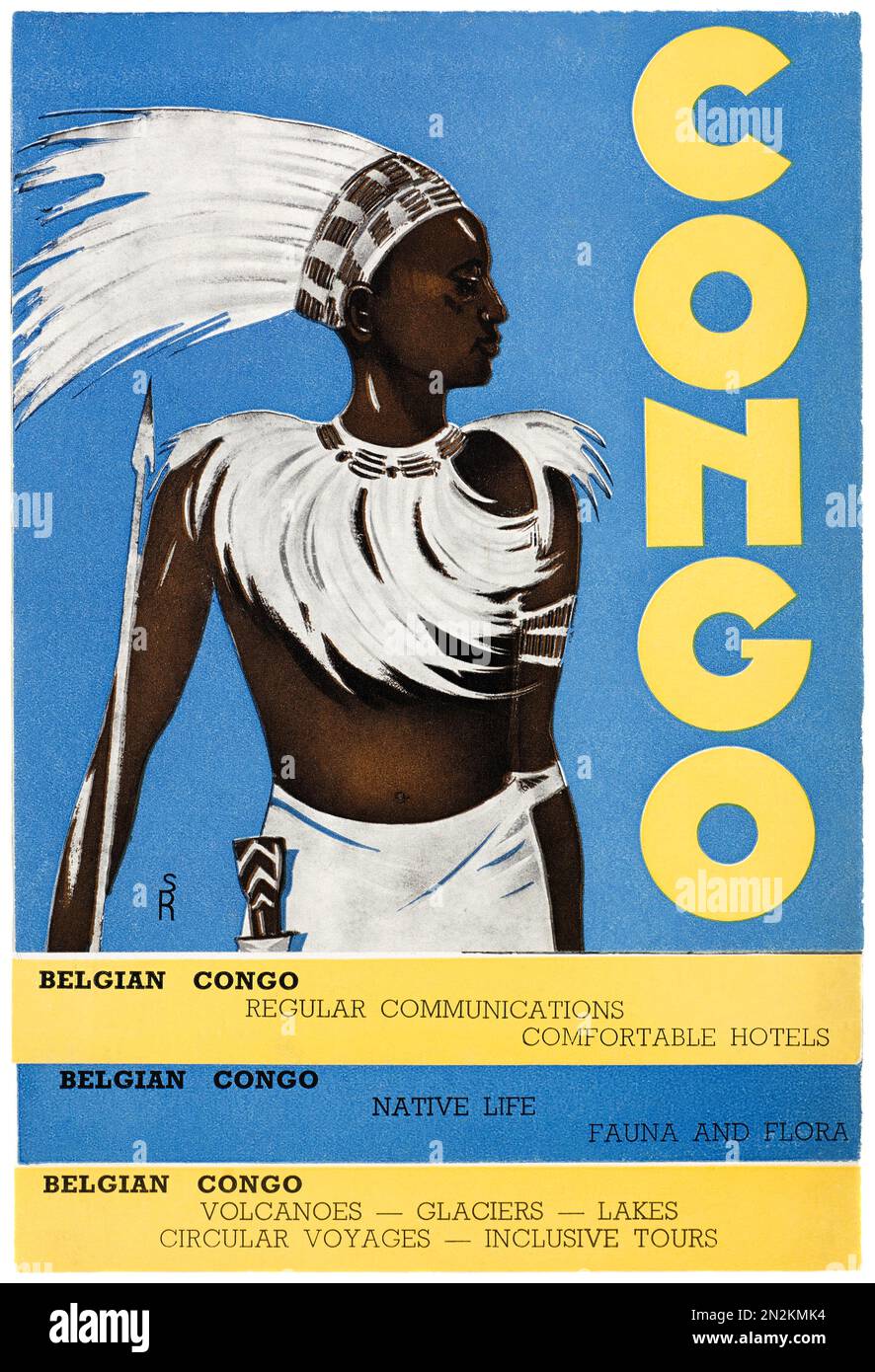 Kongo by SR (Datum unbekannt). Poster wurde 1939 in Belgien veröffentlicht Stockfoto