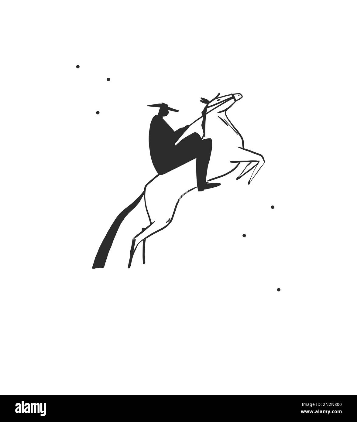 Handgezeichnete abstrakte Vektor Grafik Clipart Illustration boho Pferd Logo Element isoliert.Western Design concept.Bohemian wilden Westen zeitgenössische Kunst Stock Vektor