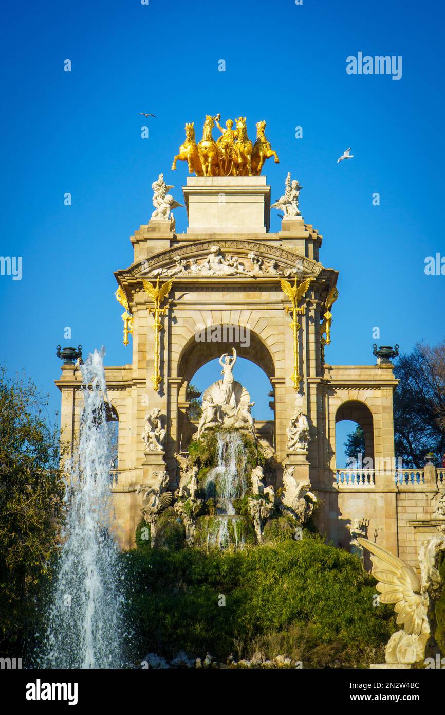 Cascada del Parc de la Ciutadella Barcelona Stockfoto