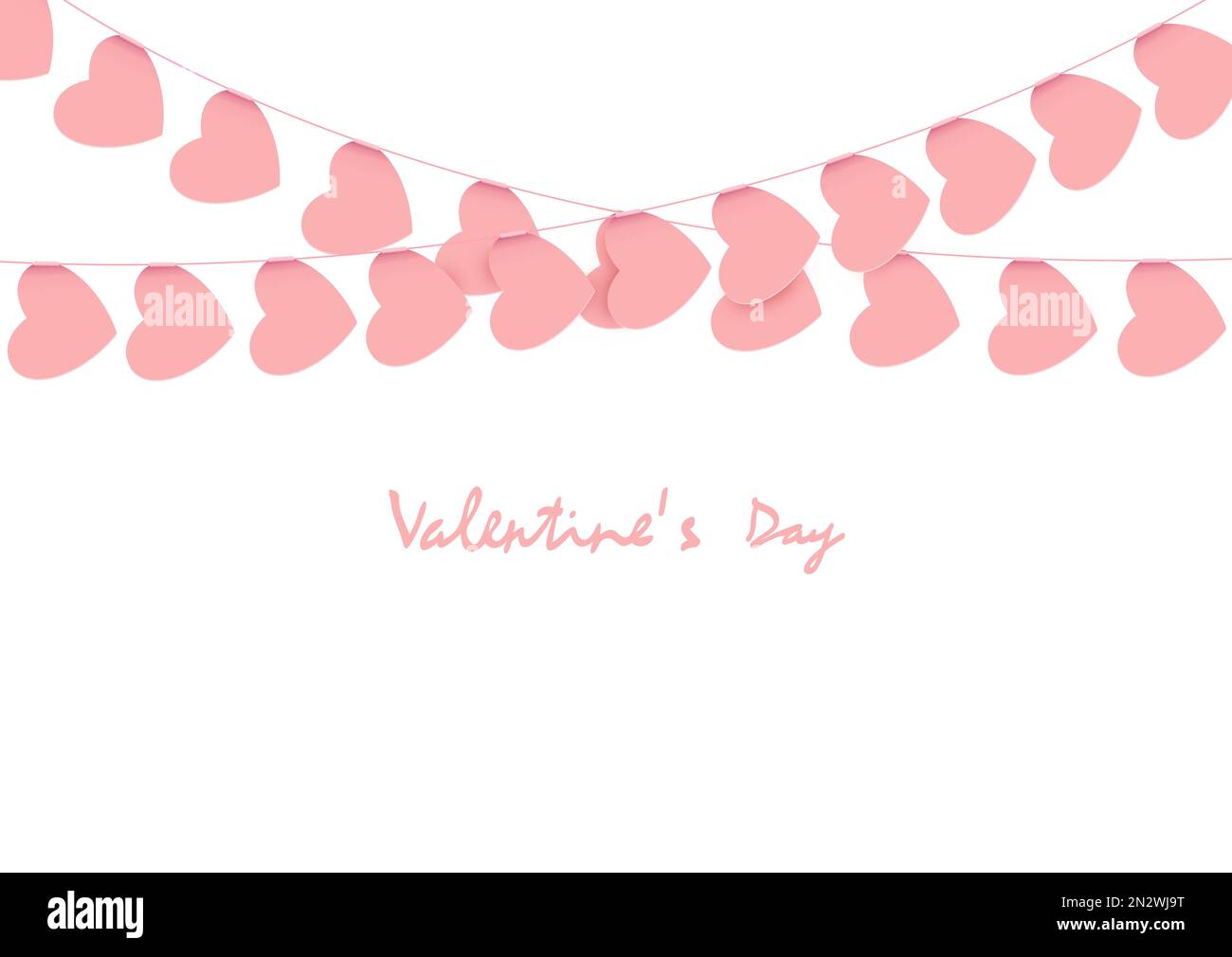 Rosa Herzen Girlanden auf Weiß Stock Vektor