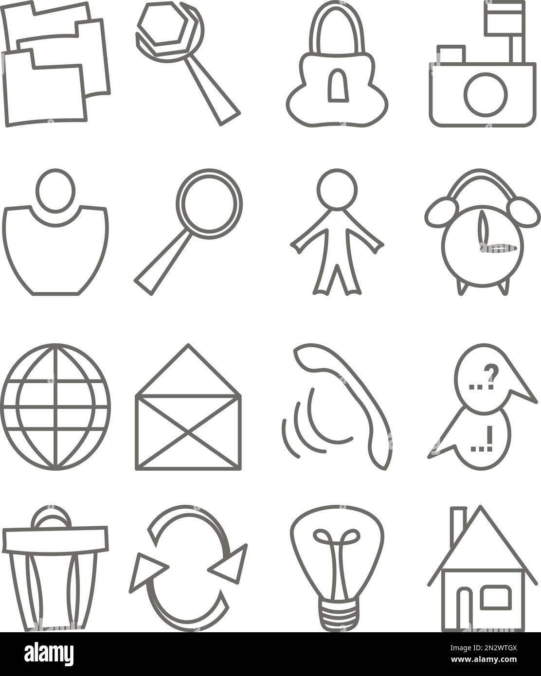 Symbolsatz mit Benutzeroberflächensymbolen für UI/UX-Design auf transparentem Hintergrund Stock Vektor