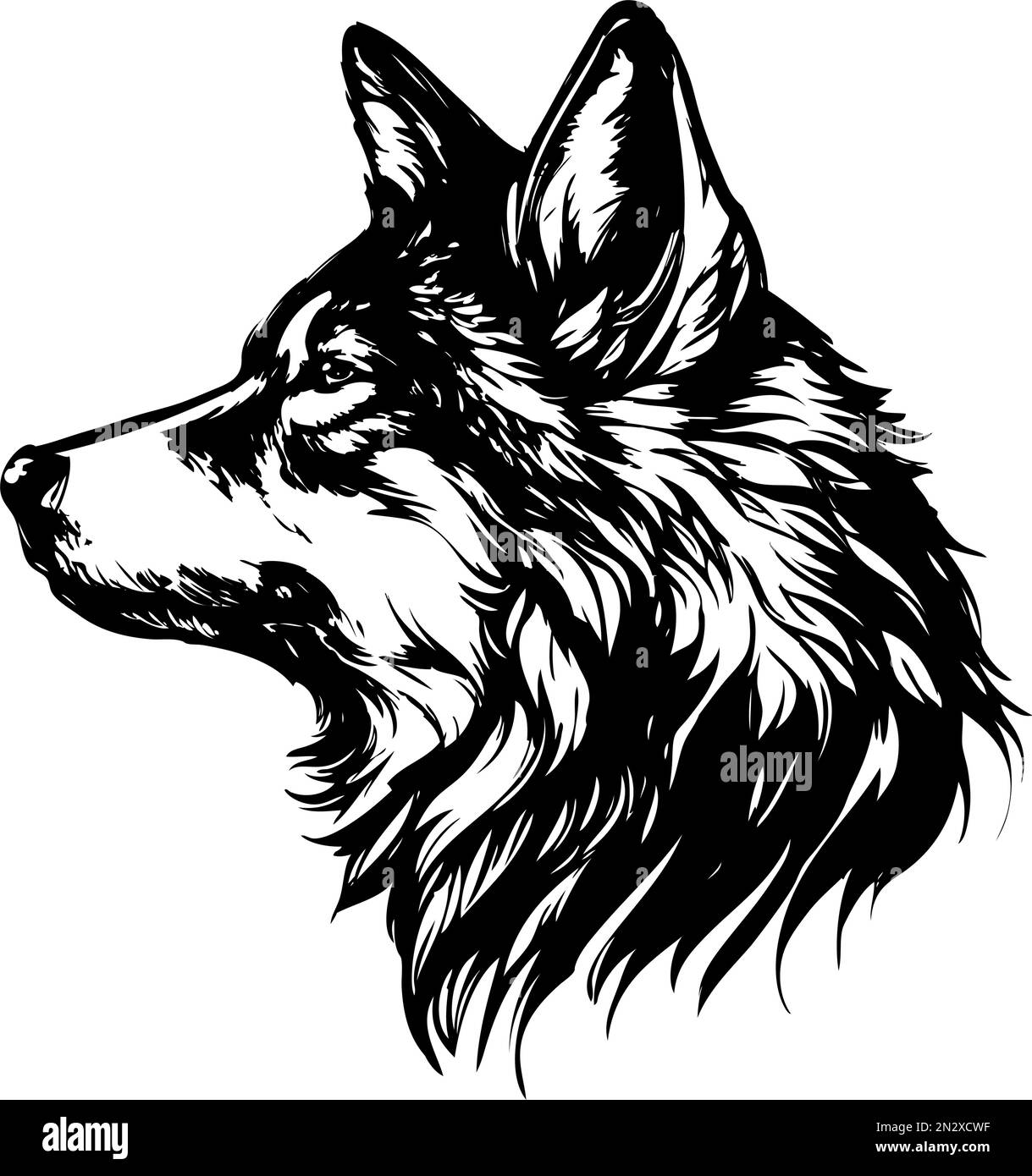 Tierwolf, wilde Tiere, handgezeichnete Vektorzeichnungen. Stock Vektor