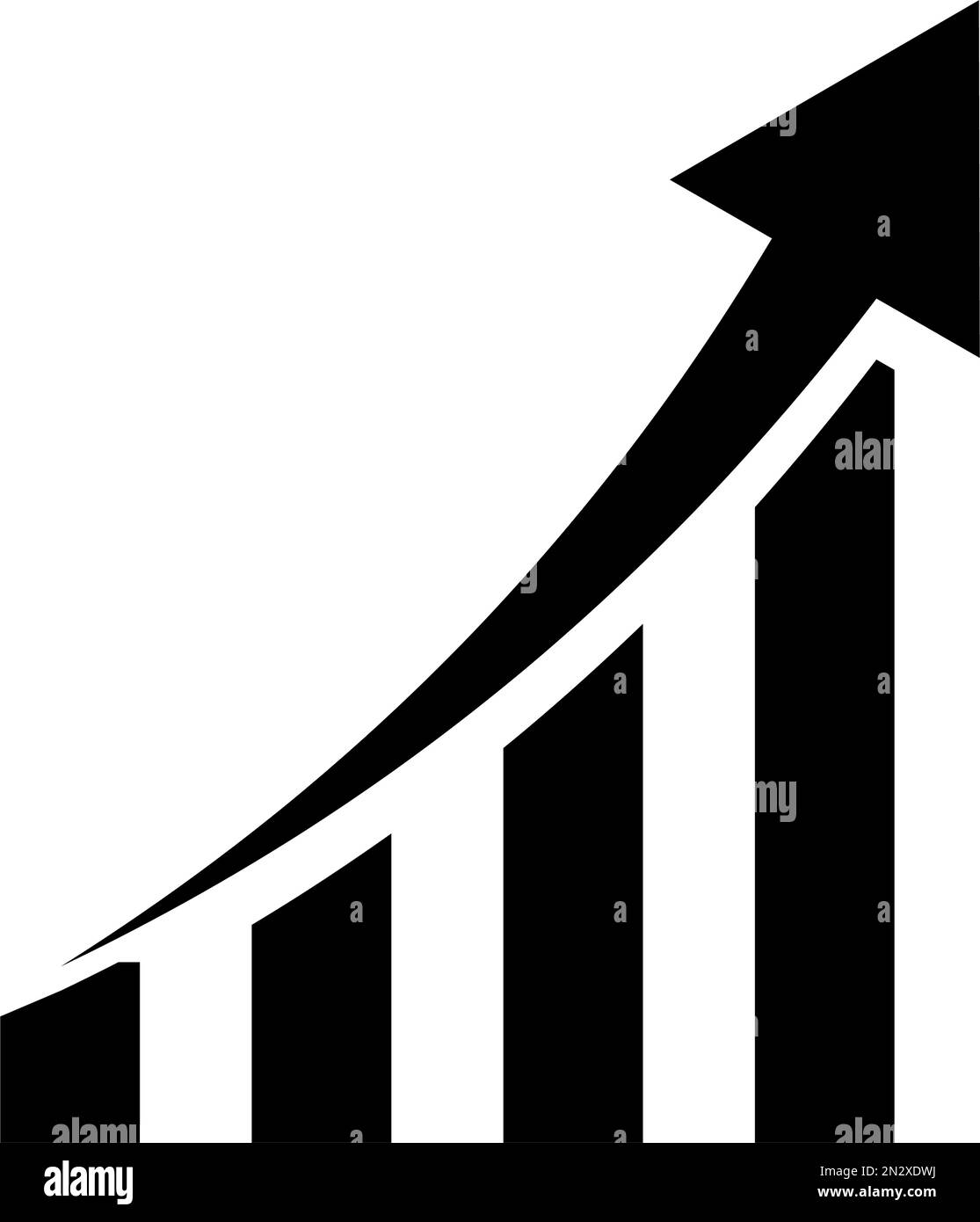 Schnell wachsendes Silhouettensymbol für Balkendiagramme. Veränderungen im Umsatz. Bearbeitbarer Vektor. Stock Vektor
