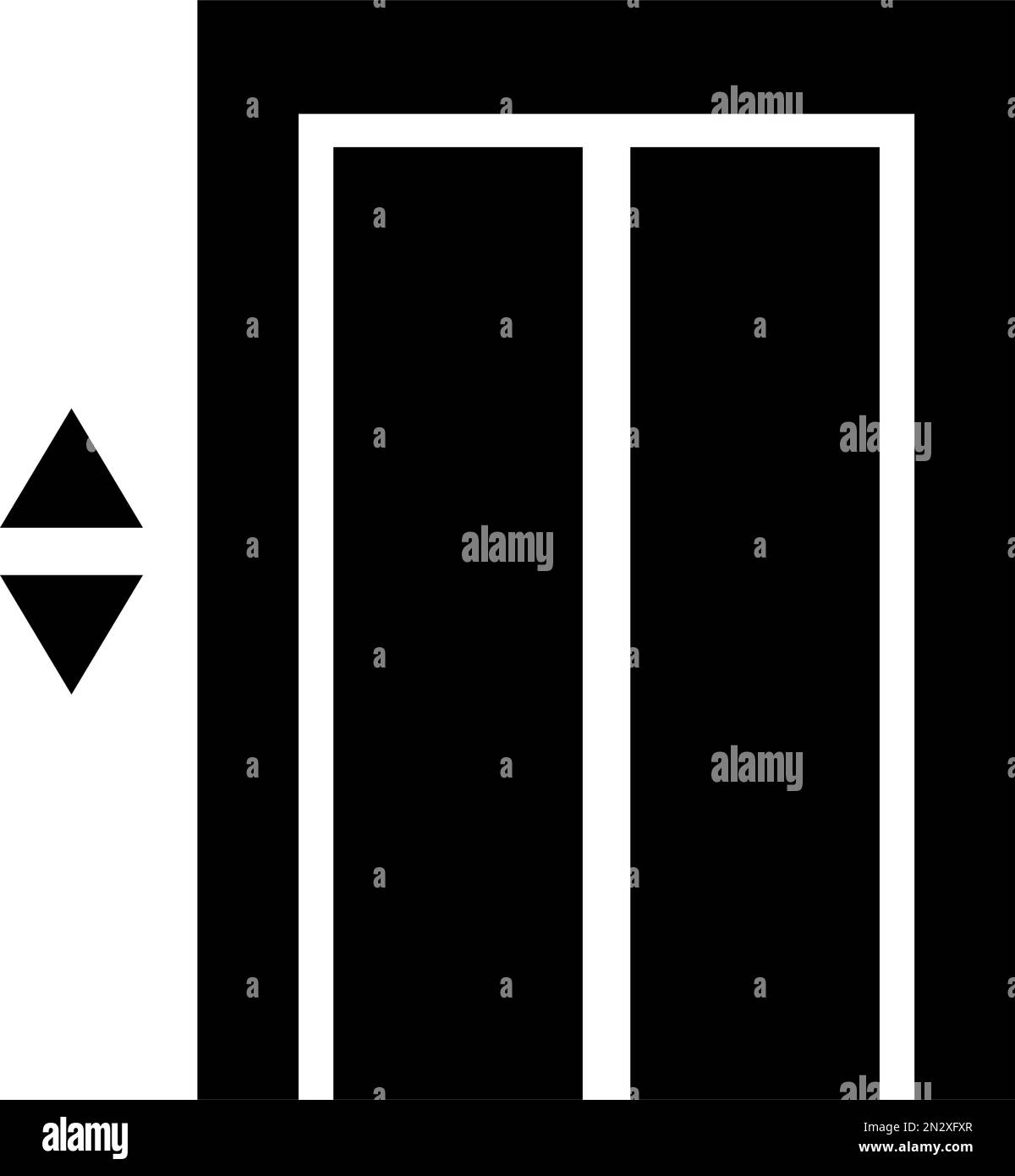 Silhouettensymbol für geschlossenen Fahrstuhl. Symbol für Hubausrüstung. Bearbeitbarer Vektor. Stock Vektor