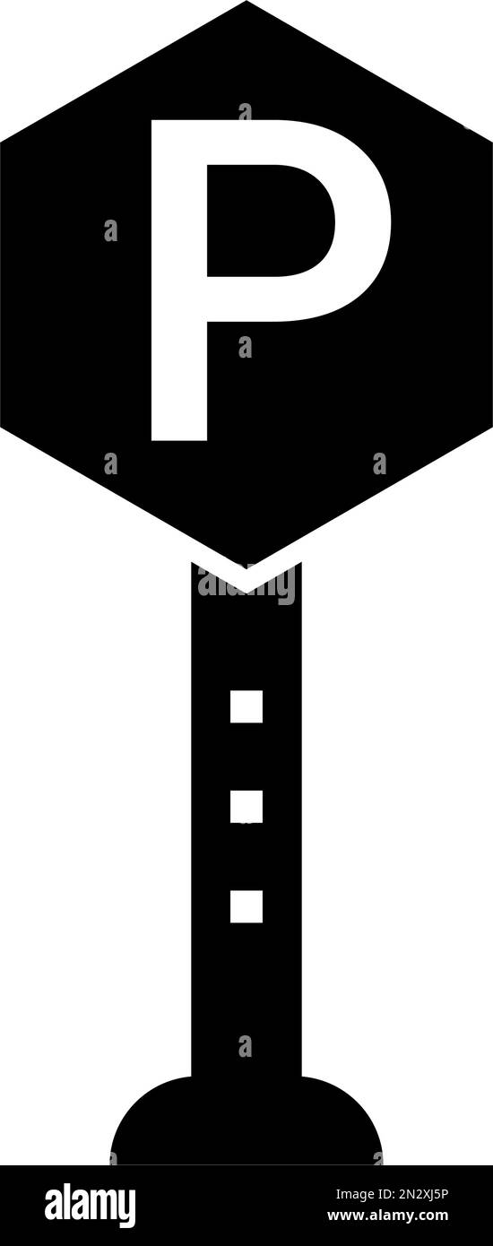 Parkplatzschild und Symbol für die Stabsilhouette. Parkplatz. Bearbeitbarer Vektor. Stock Vektor