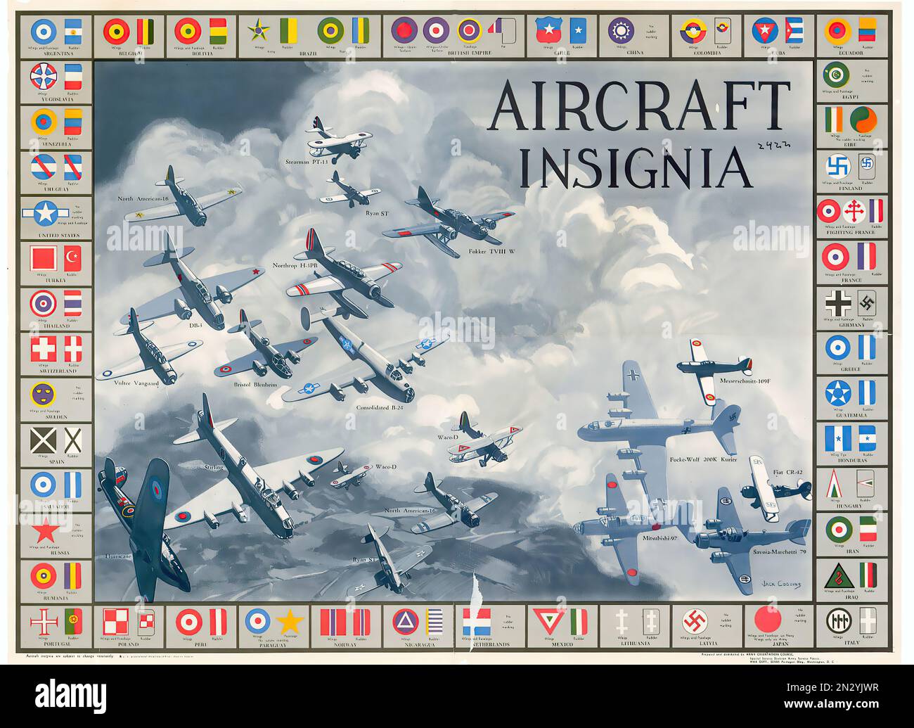 1944 Flugzeuginsignien! - 2. Weltkrieg - US-Propaganda-Poster Stockfoto