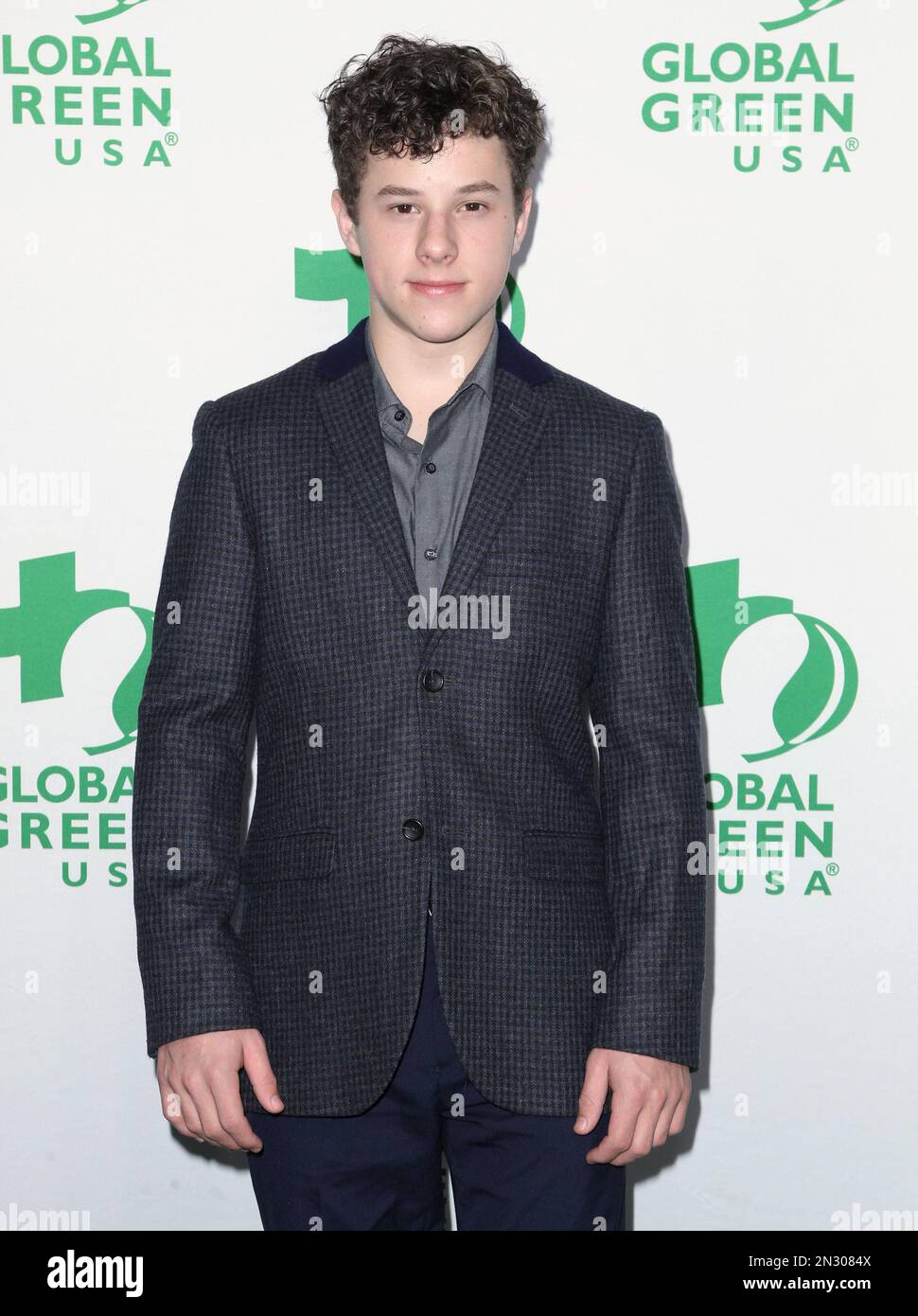 Nolan Gould arrives at the Global Green USA's 12th Annual Pre-Oscar Party at the Avalon Hollywood on Wednesday, Feb. 18, 2015, in Los Angeles. (Photo by John Salangsang/Invision/AP) Stockfoto