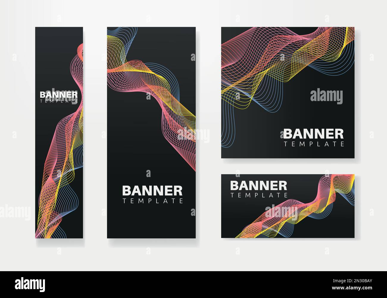 Modernes Bannerdesign Webvorlage Set, Webbanner. Hintergrund für Website-Design, Social-Media-Cover-Werbebanner, Flyer, Einladungskarte Stock Vektor